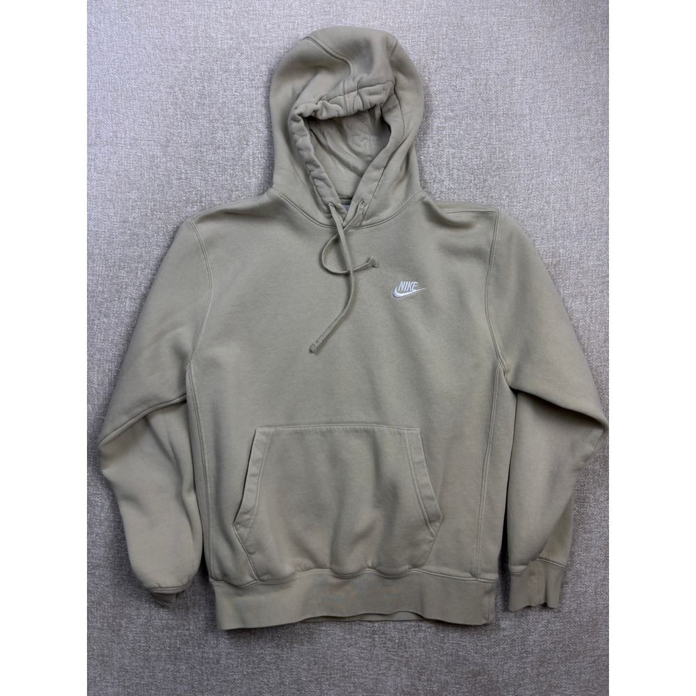 Nike Sportswear Club Fleece Hoodie Mens Medium Tan Khaki Pullover BV2654-247